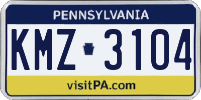PA license plate KMZ3104