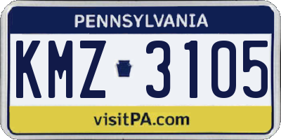 PA license plate KMZ3105