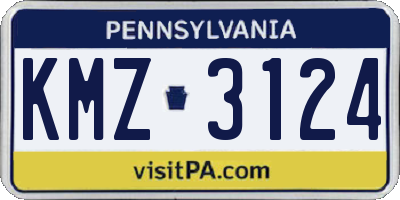 PA license plate KMZ3124