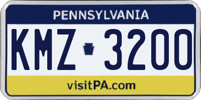 PA license plate KMZ3200