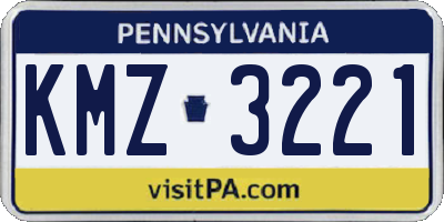PA license plate KMZ3221
