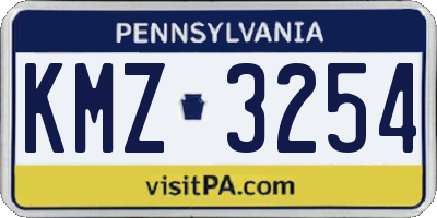 PA license plate KMZ3254