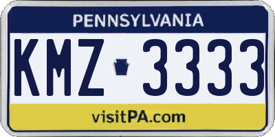 PA license plate KMZ3333