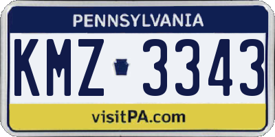 PA license plate KMZ3343