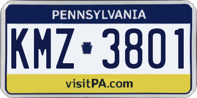 PA license plate KMZ3801