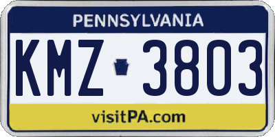 PA license plate KMZ3803