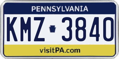 PA license plate KMZ3840