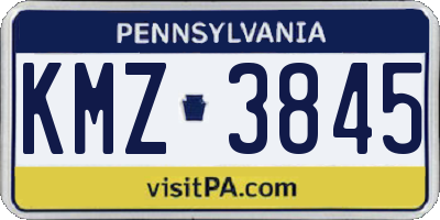 PA license plate KMZ3845