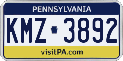 PA license plate KMZ3892