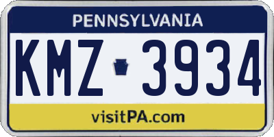 PA license plate KMZ3934