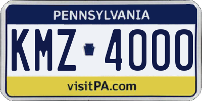 PA license plate KMZ4000