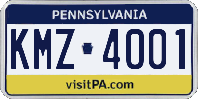 PA license plate KMZ4001