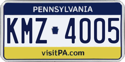 PA license plate KMZ4005