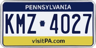 PA license plate KMZ4027