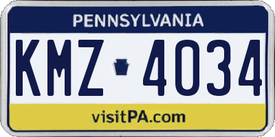 PA license plate KMZ4034