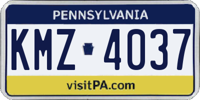 PA license plate KMZ4037