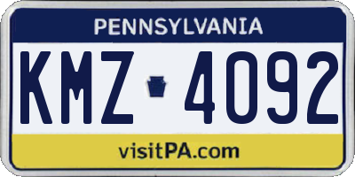 PA license plate KMZ4092