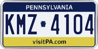 PA license plate KMZ4104