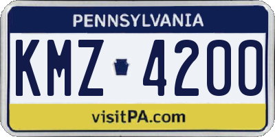 PA license plate KMZ4200