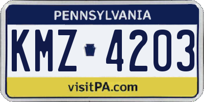 PA license plate KMZ4203