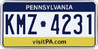 PA license plate KMZ4231
