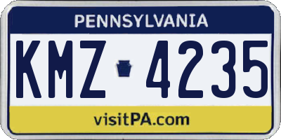 PA license plate KMZ4235