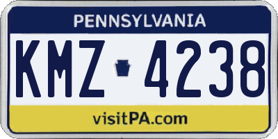 PA license plate KMZ4238