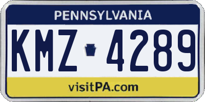 PA license plate KMZ4289