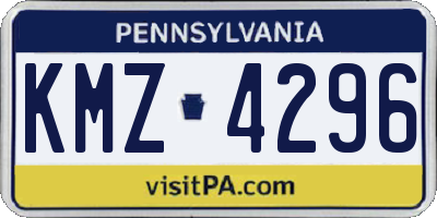PA license plate KMZ4296
