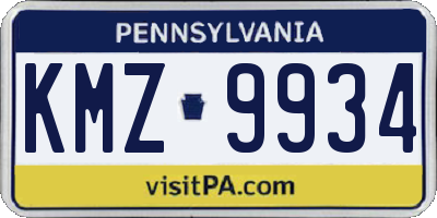 PA license plate KMZ9934