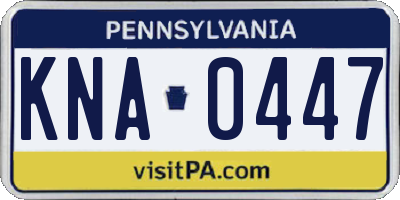 PA license plate KNA0447