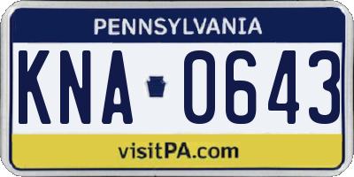 PA license plate KNA0643
