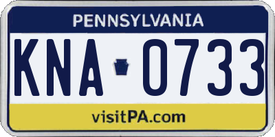 PA license plate KNA0733
