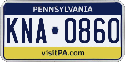 PA license plate KNA0860
