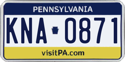 PA license plate KNA0871