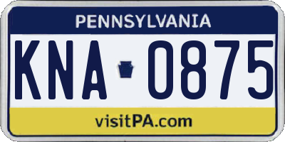 PA license plate KNA0875