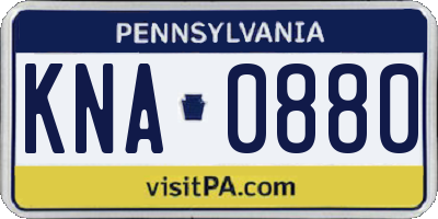 PA license plate KNA0880