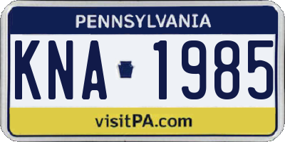 PA license plate KNA1985