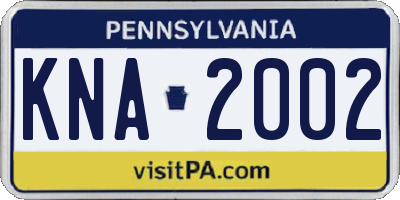 PA license plate KNA2002