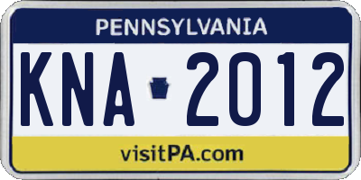 PA license plate KNA2012