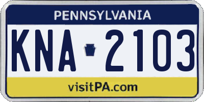PA license plate KNA2103