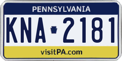 PA license plate KNA2181