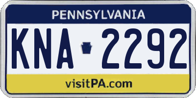 PA license plate KNA2292
