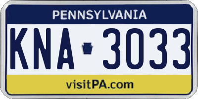 PA license plate KNA3033