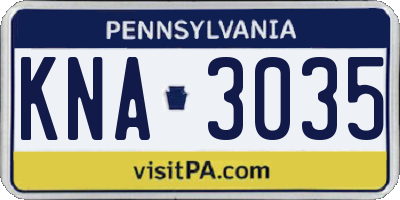 PA license plate KNA3035