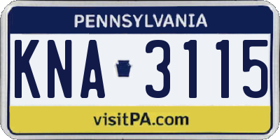 PA license plate KNA3115