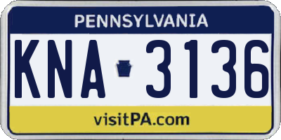 PA license plate KNA3136