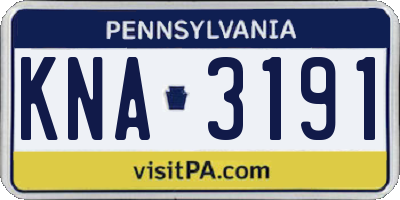 PA license plate KNA3191