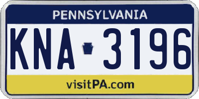 PA license plate KNA3196