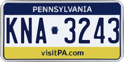 PA license plate KNA3243